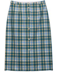 Prada - Plaid Cotton Pencil Skirt - Lyst