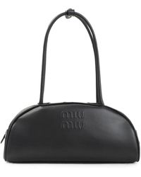 Miu Miu - Logo-Embossed Leather Tote Bag - Lyst