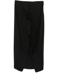 Rundholz - Lace-Trim Raw-Edge Midi Skirt - Lyst