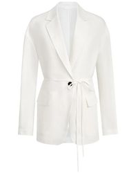Brunello Cucinelli - Viscose And Linen Fluid Twill Blazer With Monili - Lyst