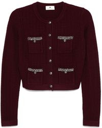 Elisabetta Franchi - Embroidered Bouclé Cardigan - Lyst