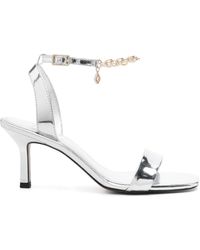Maje - 75Mm Mirror-Effect Leather Sandals - Lyst