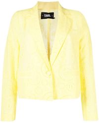 Karl Lagerfeld - Broderie-anglaise Cropped Cotton Blazer - Lyst