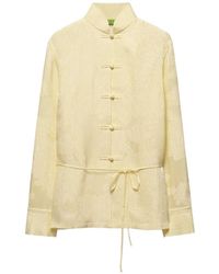 Shanghai Tang - Patterned-Jacquard Belted Shirt - Lyst