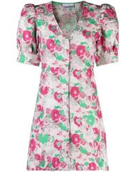 Ganni - Printed Mini Dress - Lyst