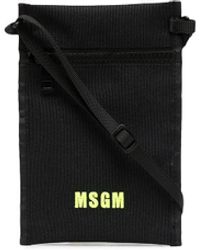 MSGM Logo-embroidered Shoulder Bag - Black