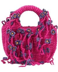 MADE FOR A WOMAN - Flower-Embellished Raffia Tote Bag - Lyst