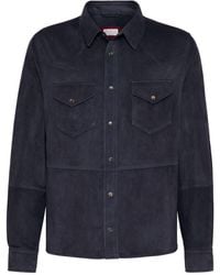 Brunello Cucinelli - Spread-collar Leather Shirt Jacket - Lyst