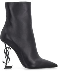 Saint Laurent - Opyum Leather Ankle Boots - Lyst