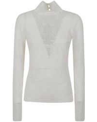 Gabriela Hearst - Waite Lace-Knit High-Neck Long-Sleeved Blouse - Lyst