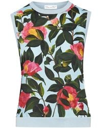 Oscar de la Renta - Camellia Printed Tank Top - Lyst