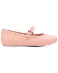 Melissa - Soft Buckle-Fastening Velvet-Effect Ballet Flats - Lyst