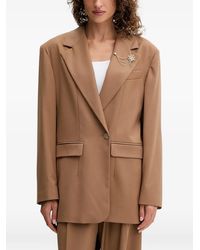 Fracomina - Crown-Embellished Long Blazer - Lyst