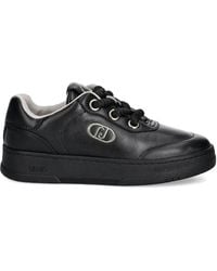 Liu Jo - Leather Lace-Up Sneakers - Lyst