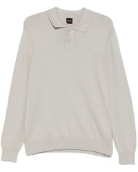 BOSS - Logo-Embroidered Polo-Collar Sweater - Lyst