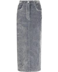 MSGM - Jupe mi-longue en jean à patch logo - Lyst