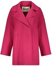 Herno - Wide-Collar Double-Breasted Coat - Lyst