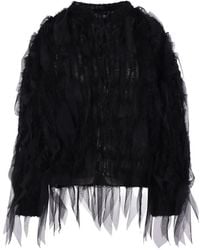 PAULINE DUJANCOURT - Tulle-Panelled Frayed Jacket - Lyst
