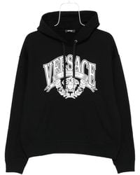 Versace - Graphic Print Hoodie With Drawstring And Kangaroo Pocket - Lyst