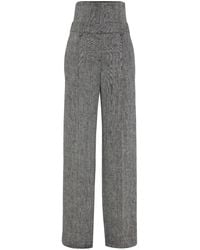 Brunello Cucinelli - Linen Wide Leg Trousers - Lyst