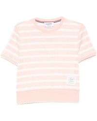 Thom Browne - Logo-Patched Striped T-Shirt - Lyst