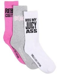 Juicy Couture - Slogan Ribbed-Knit Socks (Set Of Three) - Lyst