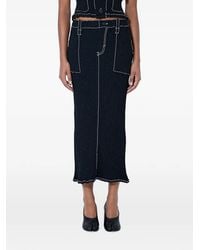 Issey Miyake - Midi Wavelet Contrast-Stitching Elasticated-Waistband Skirt - Lyst