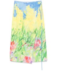 MSGM - Midirock mit Blumen-Print - Lyst