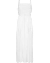 Adam Lippes - Calista Ruched-Bodice Midi Dress - Lyst