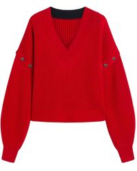 Sportmax - V-Ausschnitt-Pullover mit Knopfdetail - Lyst