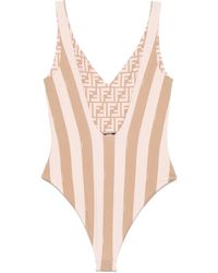 Fendi Reversible Logo Swimsuit in Orange | Lyst