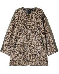 R13 - Leopard-Print Panelled Coat - Lyst