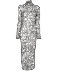 Dondup - Open-Knit Long-Sleeved Midi Dress - Lyst