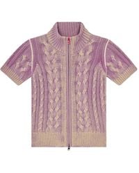 DIESEL - Cable-Knit Short-Sleeve Cardigan - Lyst