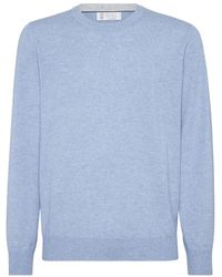 Brunello Cucinelli - Classic Crew-Neck Sweater With Ribbed Cuffs - Lyst
