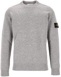 Stone Island - 5100072 Lambswool Regular-Fit Crewneck Jumper With Ribbed Trims - Lyst