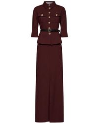 Self-Portrait - Jewel-Button Peplum-Waist Maxi Dress - Lyst
