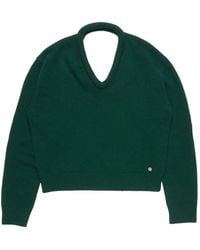 Acne Studios - V-Neck Leather-Patch Sweater - Lyst