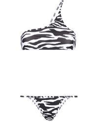 The Attico - One-shoulder Zebra-print Bikini Set - Lyst