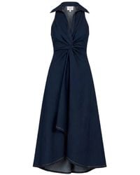 Cinq À Sept - Vestido Midi Vaquero Sherri Con Detalle Retorcido - Lyst