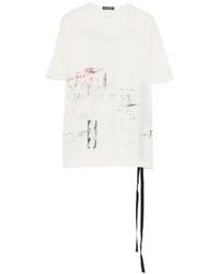 Ann Demeulemeester - Fanie Graphic-Print Ribbon-Detail T-Shirt - Lyst
