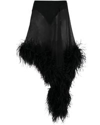 The Attico - Miya Feather-trimmed Asymmetric Skirt - Lyst