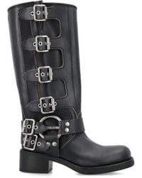 Miu Miu - Stivali Al Ginocchio Con Fibbia - Lyst