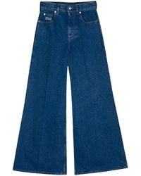 Marni Stretch Cotton Wide Leg Jeans in Blue | Lyst