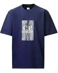 C.P. Company - 30/2 Mercerized Jersey Twisted Short Sleeve Chest Logo T-Shirt - Lyst