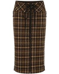 DSquared² - Tartan-Pattern Front-Zip Midi Skirt - Lyst