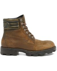 DIESEL - D-Hammer Combat Boots On Distressed Suede - Lyst