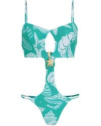 Amir Slama - X Jade Picon Shell-Print Swimsuit - Lyst