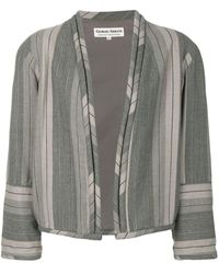 Giorgio Armani Chaqueta a rayas sin cuello - Gris