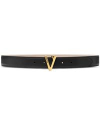 Versace - Leren Riem Met V-Gesp - Lyst
